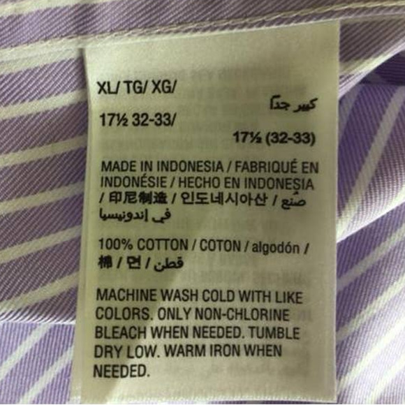 Tasso Elba 100% Supima Cotton Purple White Striped Button Up Shirt XL NWT - Picture 7 of 7